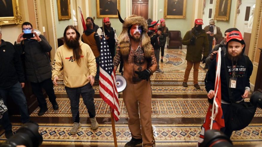 Image of Trump supporters standing in the U.S. Capitol Building.