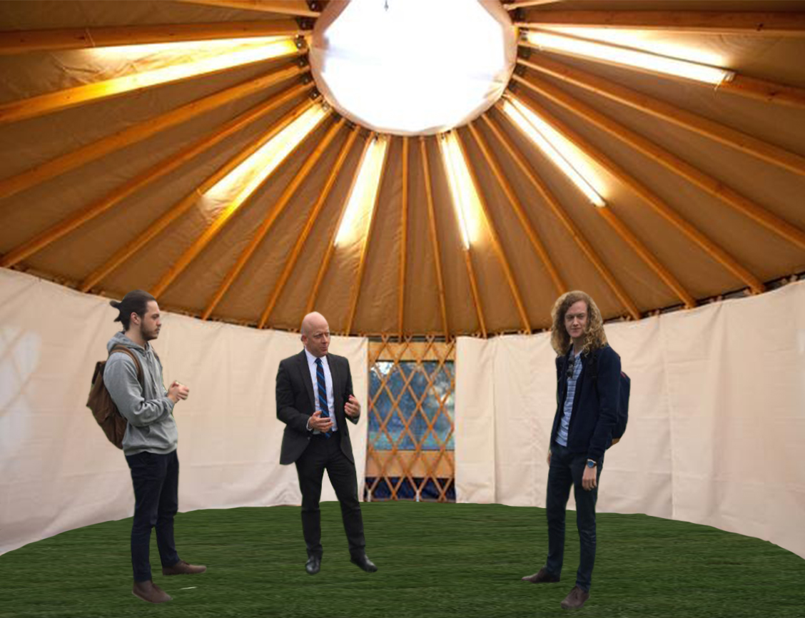 Provost welcomes students to new yurt